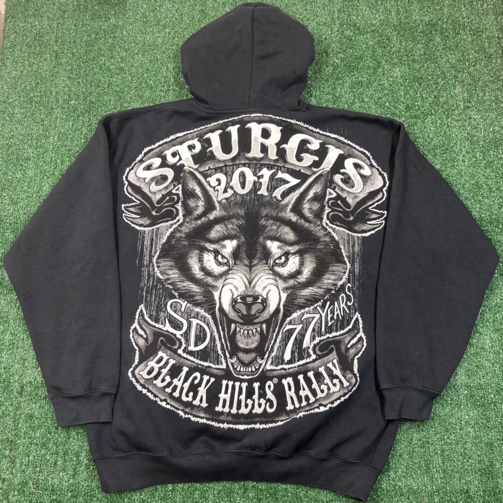 Y2K 2000's Hot Leathers Sturgis Wolf Zip Hoodie